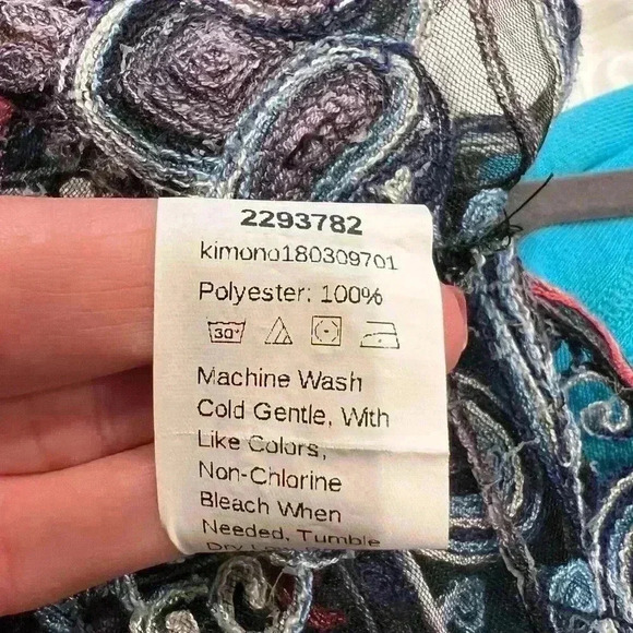 SHEIN Super sheer hand embroidered Kimono/Robe/ Cover Up Size Small - Picture 5 of 6